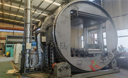 青島恒林工業(yè)集團(tuán)為俄羅斯客戶設(shè)計制作的直徑4500mm的樹脂砂翻轉(zhuǎn)起模機(jī)試車完畢